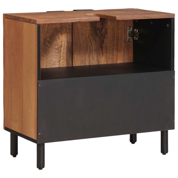 Шкаф за мивка в баня с рафт с врата Кафяво 62 x 33 x 58 см