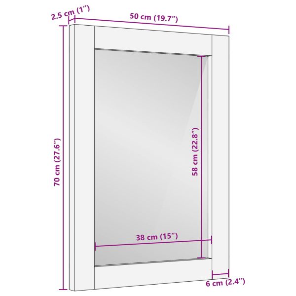 Огледало за баня Финал на кафяво акацие 50 x 70 x 2,5 см