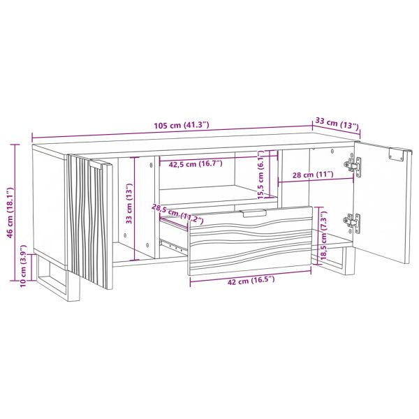 ТВ Единици с чекмедже Бяло 105 x 33 x 46 см Инженерно дърво