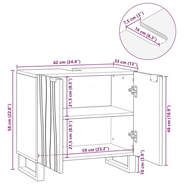 Шкаф за мивка в баня Бяло 62 x 33 x 58 см Инженерно дърво