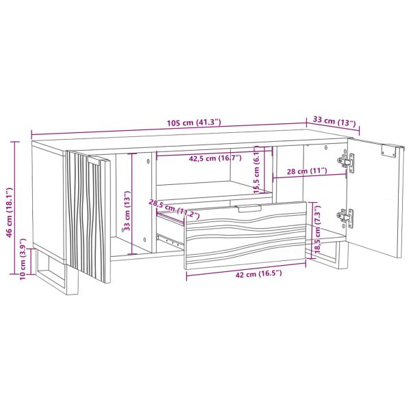 ТВ Единици с чекмедже Орех 105 x 33 x 46 см Инженерно дърво