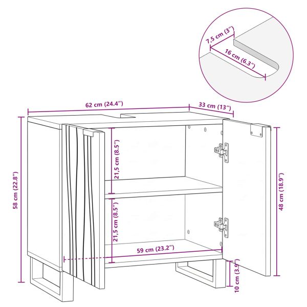 Шкаф за мивка в баня Орех 62 x 33 x 58 см Инженерно дърво