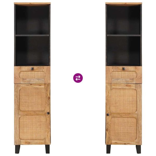 Шкаф за баня Кафяво 38 x 33 x 160 см Солидно мангово дърво