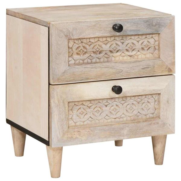 Нощен шкаф 2 pcs Бяло 40 x 33 x 46 см Инженерна дървесина