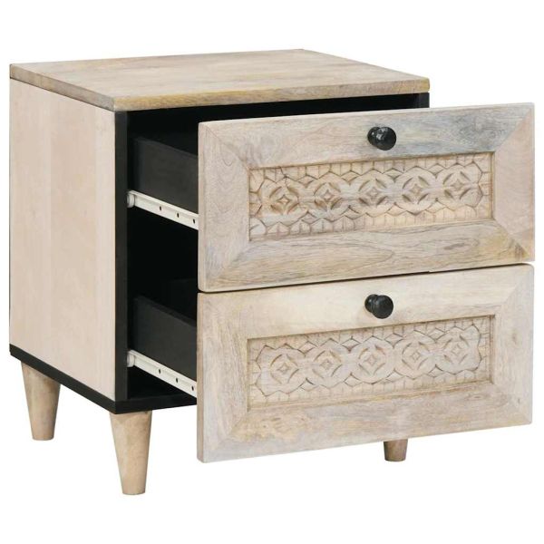 Нощен шкаф 2 pcs Бяло 40 x 33 x 46 см Инженерна дървесина