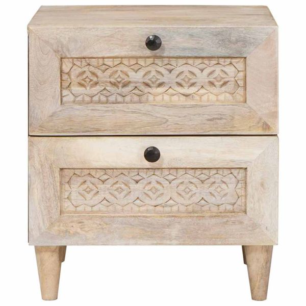 Нощен шкаф 2 pcs Бяло 40 x 33 x 46 см Инженерна дървесина