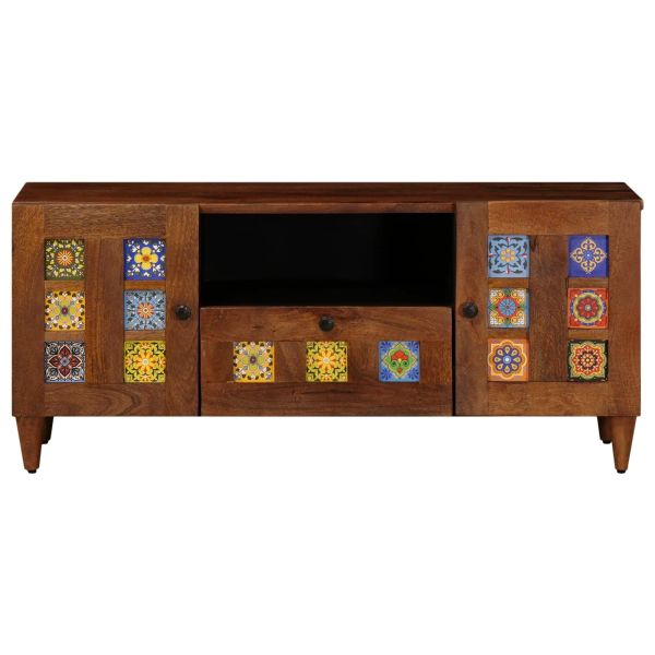 ТВ шкаф с чекмедже Орех 105 x 33 x 46 см Солидно мангово дърво