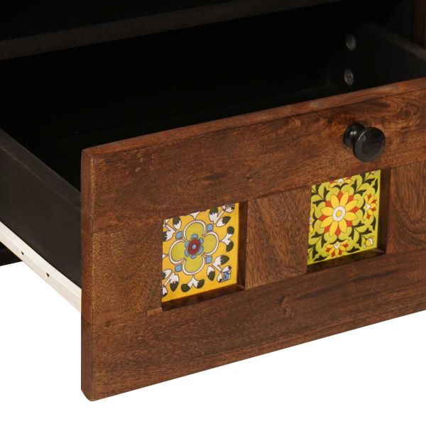 ТВ шкаф с чекмедже Орех 105 x 33 x 46 см Солидно мангово дърво