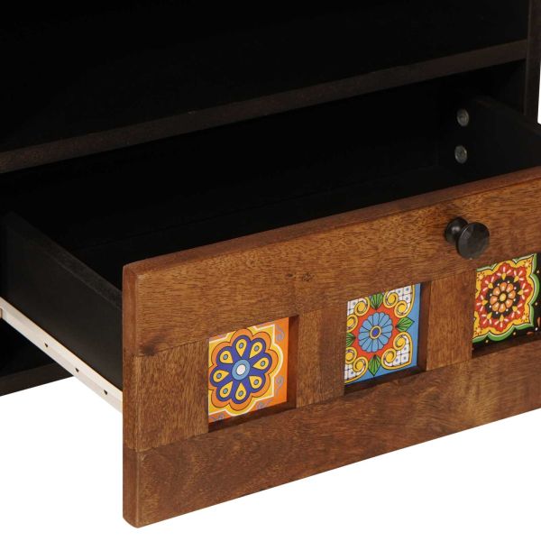 ТВ шкаф с чекмедже Орех 80 x 33 x 46 см Солидно мангово дърво