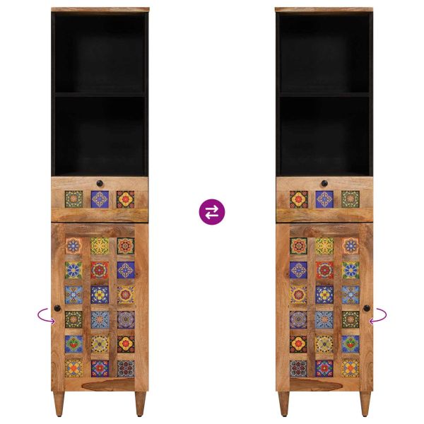 Шкаф за баня Естествен 38 x 33 x 160 см Солидно мангово дърво