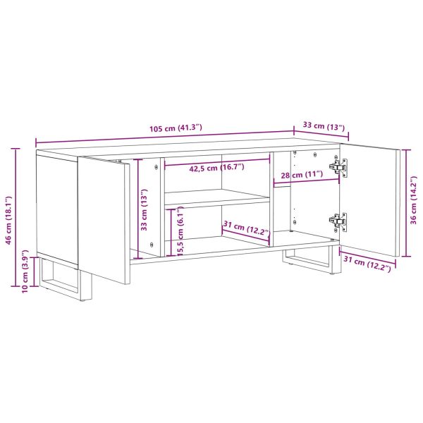 ТВ шкаф Кафяво 105 x 33 x 46 см Солидно мангово дърво