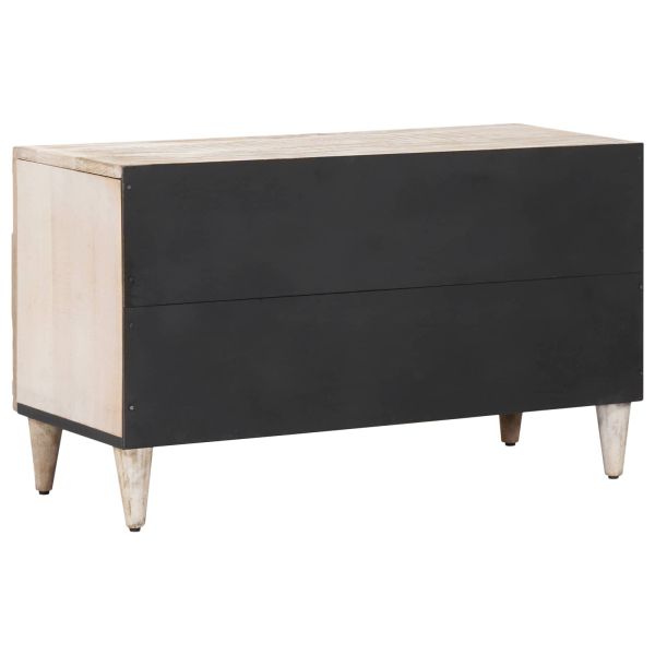 ТВ шкаф с рафт Бяло 80 x 31,5 x 46 см Солидно мангово дърво