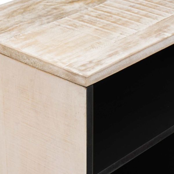 ТВ шкаф с рафт Бяло 80 x 31,5 x 46 см Солидно мангово дърво