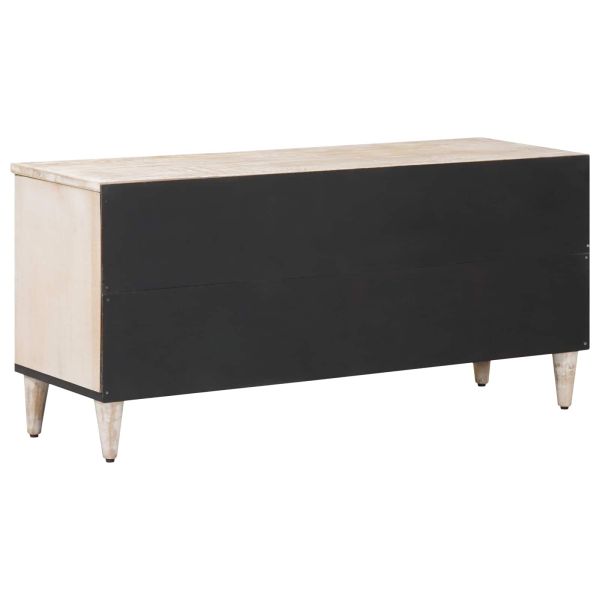 ТВ шкаф с рафт Бяло 100 x 33,5 x 46 см Солидно мангово дърво