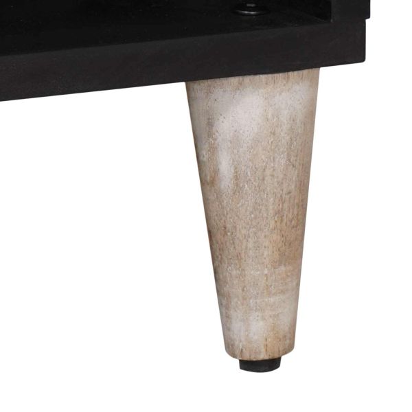 ТВ шкаф с рафт Бяло 100 x 33,5 x 46 см Солидно мангово дърво