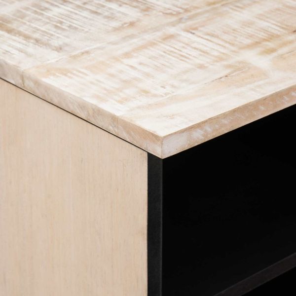 ТВ шкаф с чекмедже Бяло 80 x 33,5 x 46 см Солидно мангово дърво