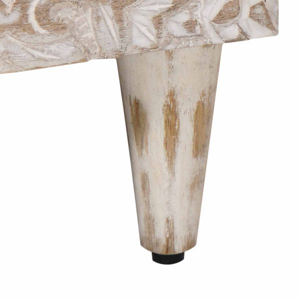 ТВ шкаф с чекмедже Бяло 80 x 33,5 x 46 см Солидно мангово дърво