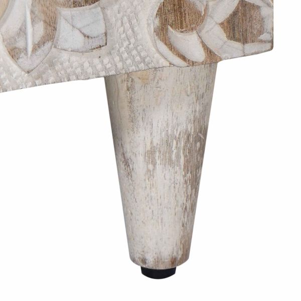 Шкаф за баня Бяло 38 x 33,5 x 160 см Солидно мангово дърво