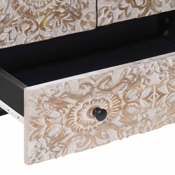 Висок шкаф с рафт Бяло 60 x 33,5 x 100 см Солидно мангово дърво