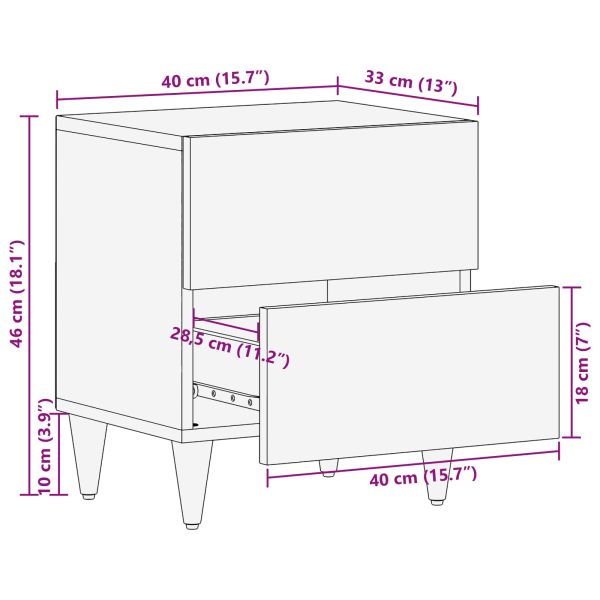 Нощно шкафче Кафяво 40 x 33,5 x 46 см Солидно мангово дърво