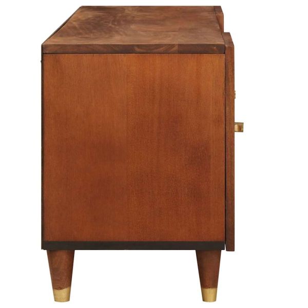 ТВ шкаф с рафт Кафяво 105 x 33,5 x 46 см Солидно мангово дърво