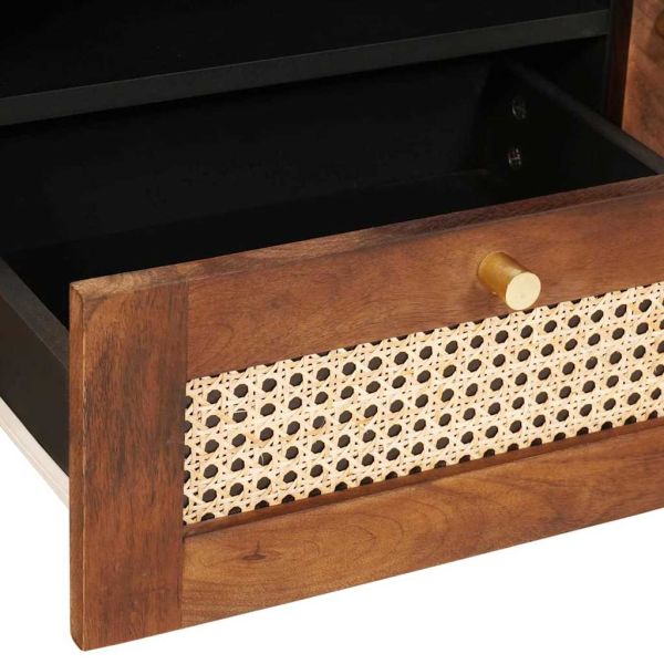 ТВ шкаф с рафт Кафяво 105 x 33,5 x 46 см Солидно мангово дърво