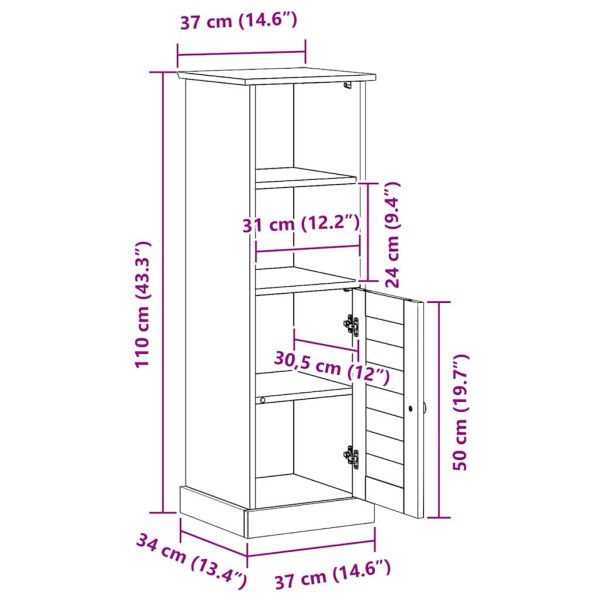 Шкаф за баня VIGO Бяло и антикварно бяло 37 x 34 x 110 см