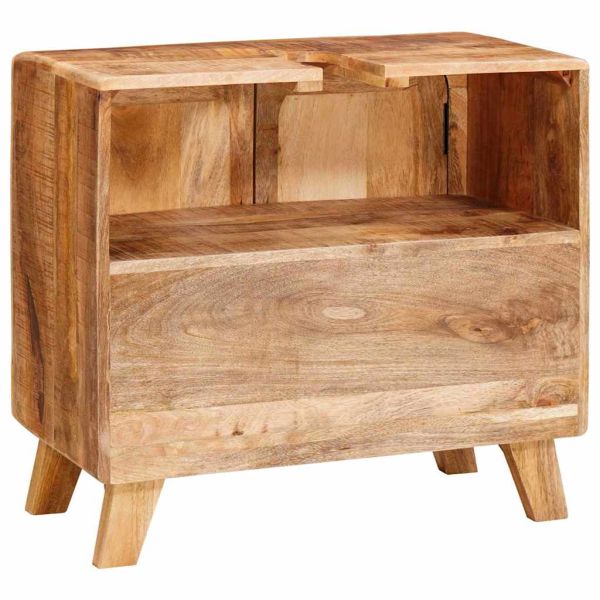 Шкаф за баня Кафяво Солидно мангово дърво и инженерно дърво