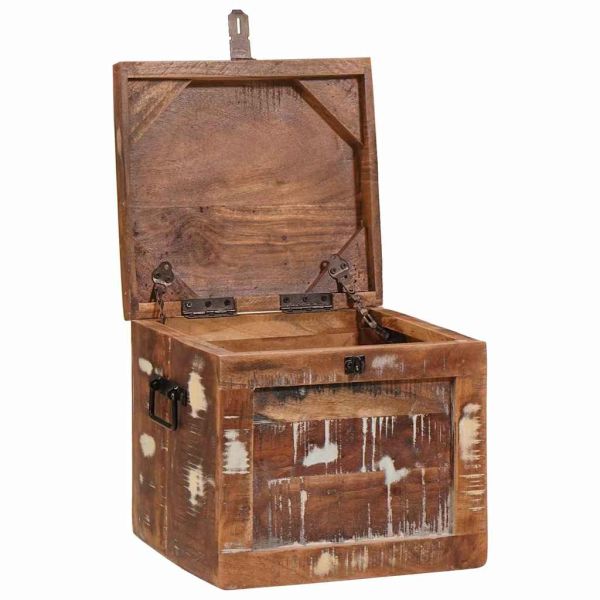 Кутия за съхранение със съхранение Кафяво Солидно мангово дърво