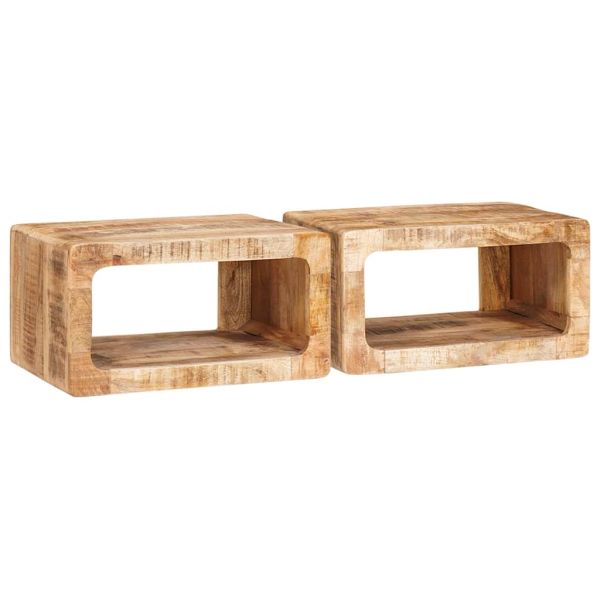 Нощно шкафче 2 pcs Кафяво 45 x 30 x 24 см Солидно мангово дърво
