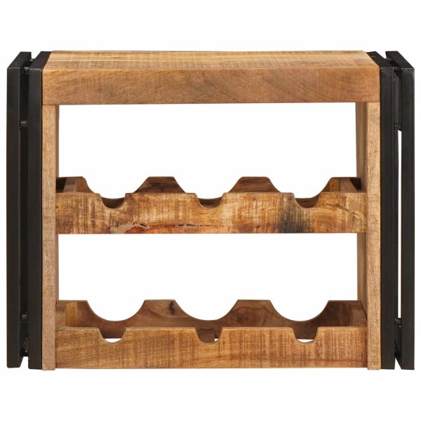 Винен рафт Кафяво 60 x 45 x 33 см Солидно грубо мангово дърво
