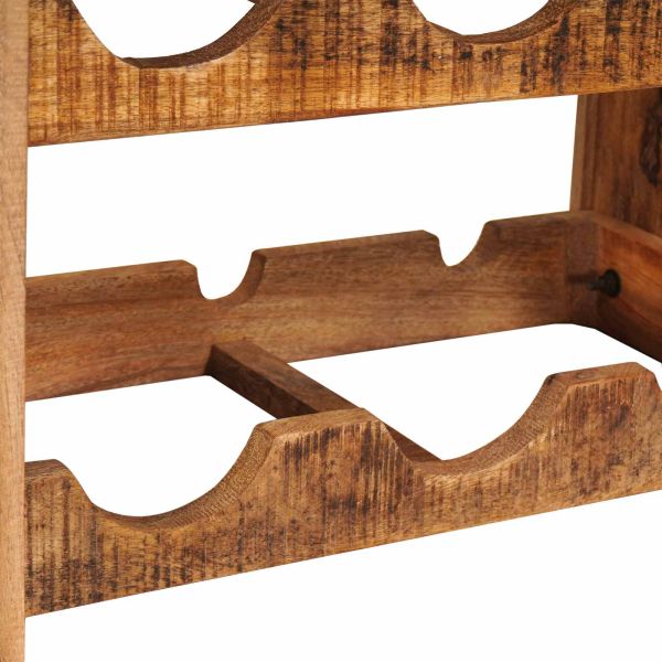 Винен рафт Кафяво 60 x 45 x 33 см Солидно грубо мангово дърво