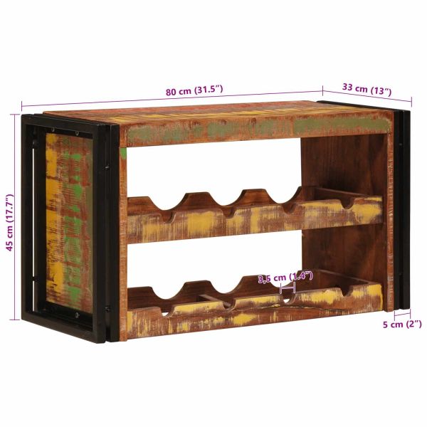 Винен рафт Кафяво 80 x 45 x 33 см Солидна рециклирана дървесина