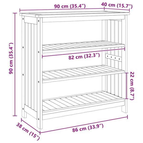 Градинско шкафче с рафт със съхранение Естествен 90 x 40 x 90см