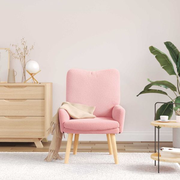 фотьойл Розово 63 x 67 x 94 см Вълнена тъкан и фанера