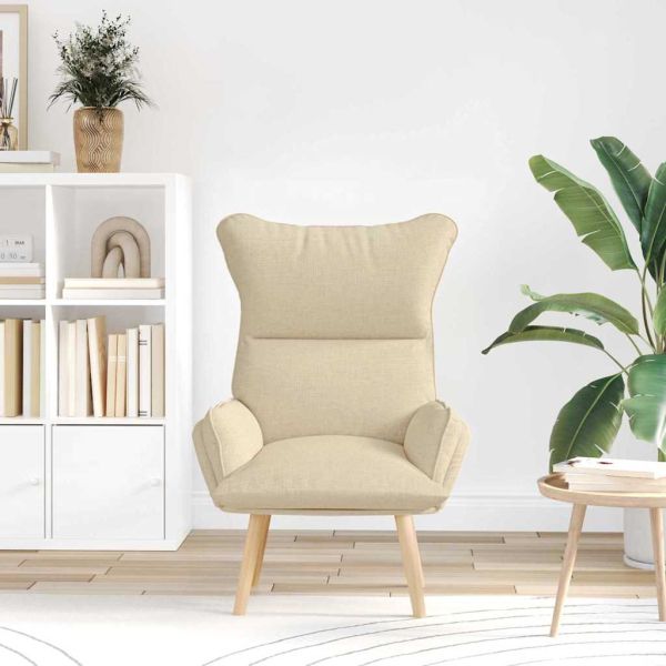 фотьойл Крем 69 x 74 x 93 см Тъкан и шперплат