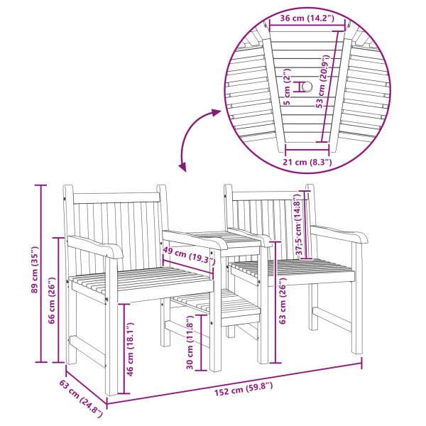 Градински открит стол 152 x 63 x 89 см Солидно тиково дърво