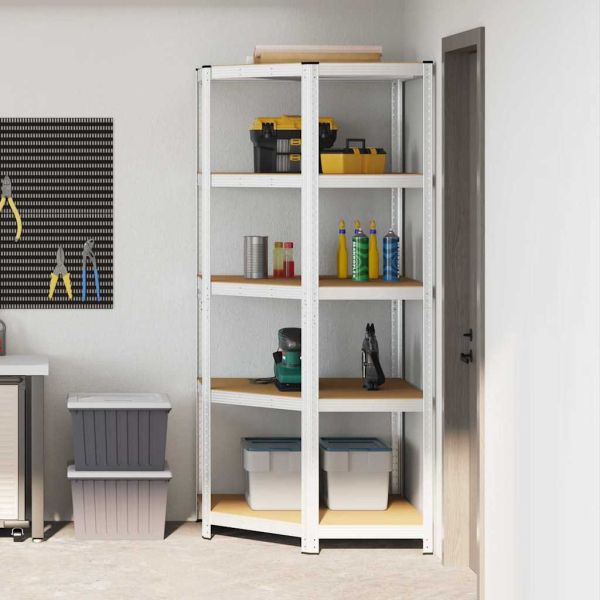 Ъглов рафт с рафт Сребрист 90 x 90 x 198 cm Инженерно дърво