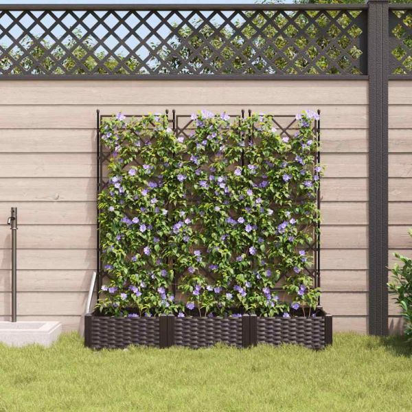 Градинска саксия 3 pcs Кафяво 120 x 40 x 125,5 см Пластмаса