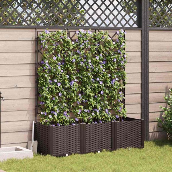Градинска саксия 3 pcs Кафяво 120 x 40 x 143 см Пластмаса