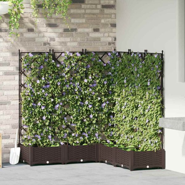 Градинска саксия 5 pcs Кафяво 120 x 120 x 125,5 см Пластмаса