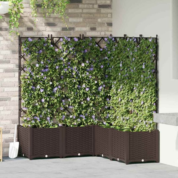 Градинска саксия 5 pcs Кафяво 120 x 120 x 143 см Пластмаса