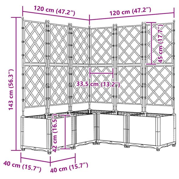 Градинска саксия 5 pcs Кафяво 120 x 120 x 143 см Пластмаса