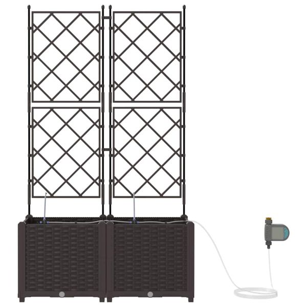 Градинска саксия 2 pcs Кафяво 80 x 40 x 142 cm Пластмаса