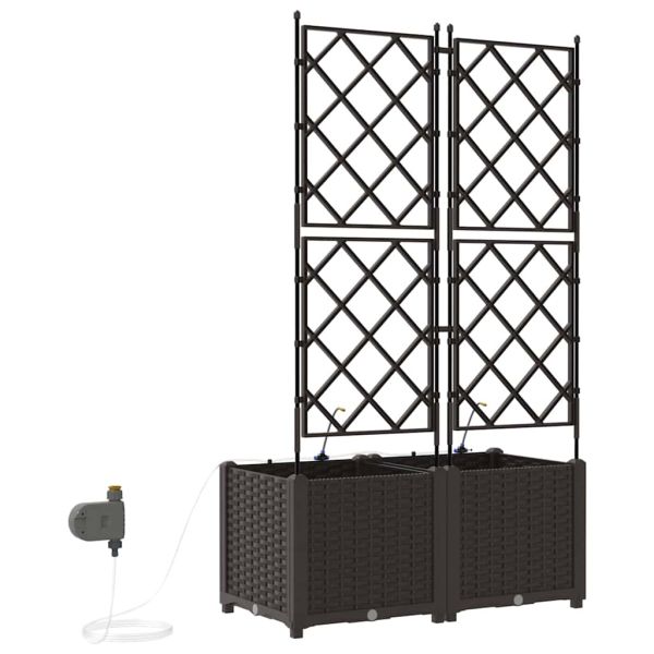 Градинска саксия 2 pcs Кафяво 80 x 40 x 142 cm Пластмаса