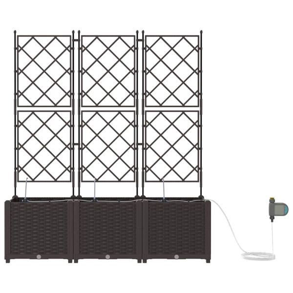 Градинска саксия 3 pcs Кафяво 120 x 40 x 142 cm Пластмаса