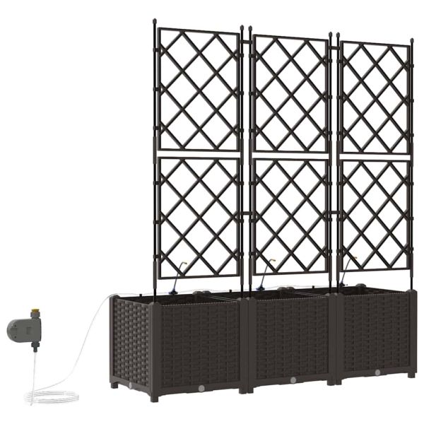 Градинска саксия 3 pcs Кафяво 120 x 40 x 142 cm Пластмаса