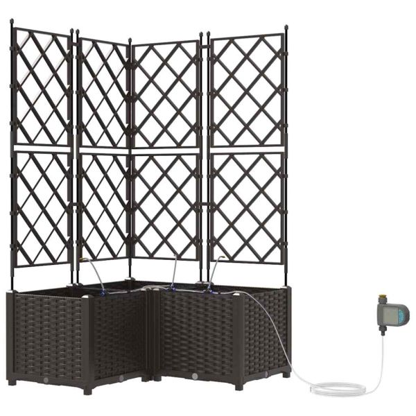 Градинска саксия 3 pcs Кафяво 80 x 80 x 142 см Пластмаса