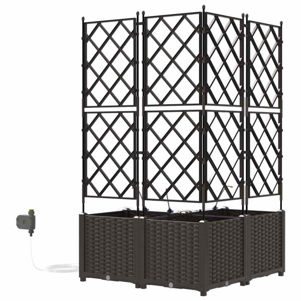 Градинска саксия 3 pcs Кафяво 80 x 80 x 142 см Пластмаса