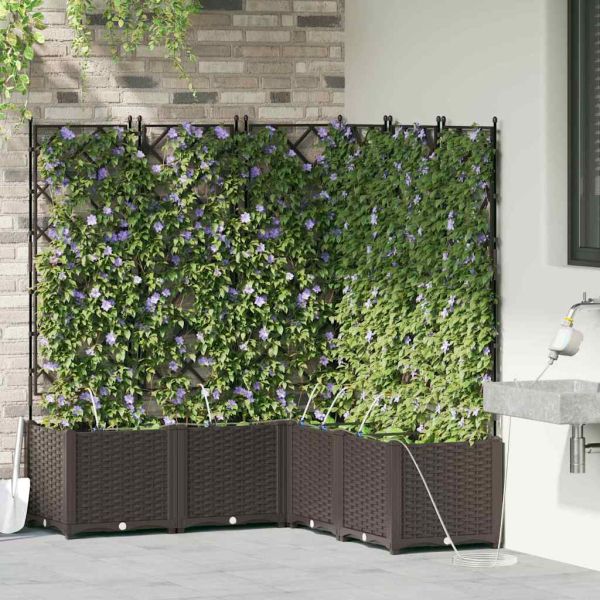Градинска саксия 5 pcs Кафяво 120 x 120 x 142 см Пластмаса